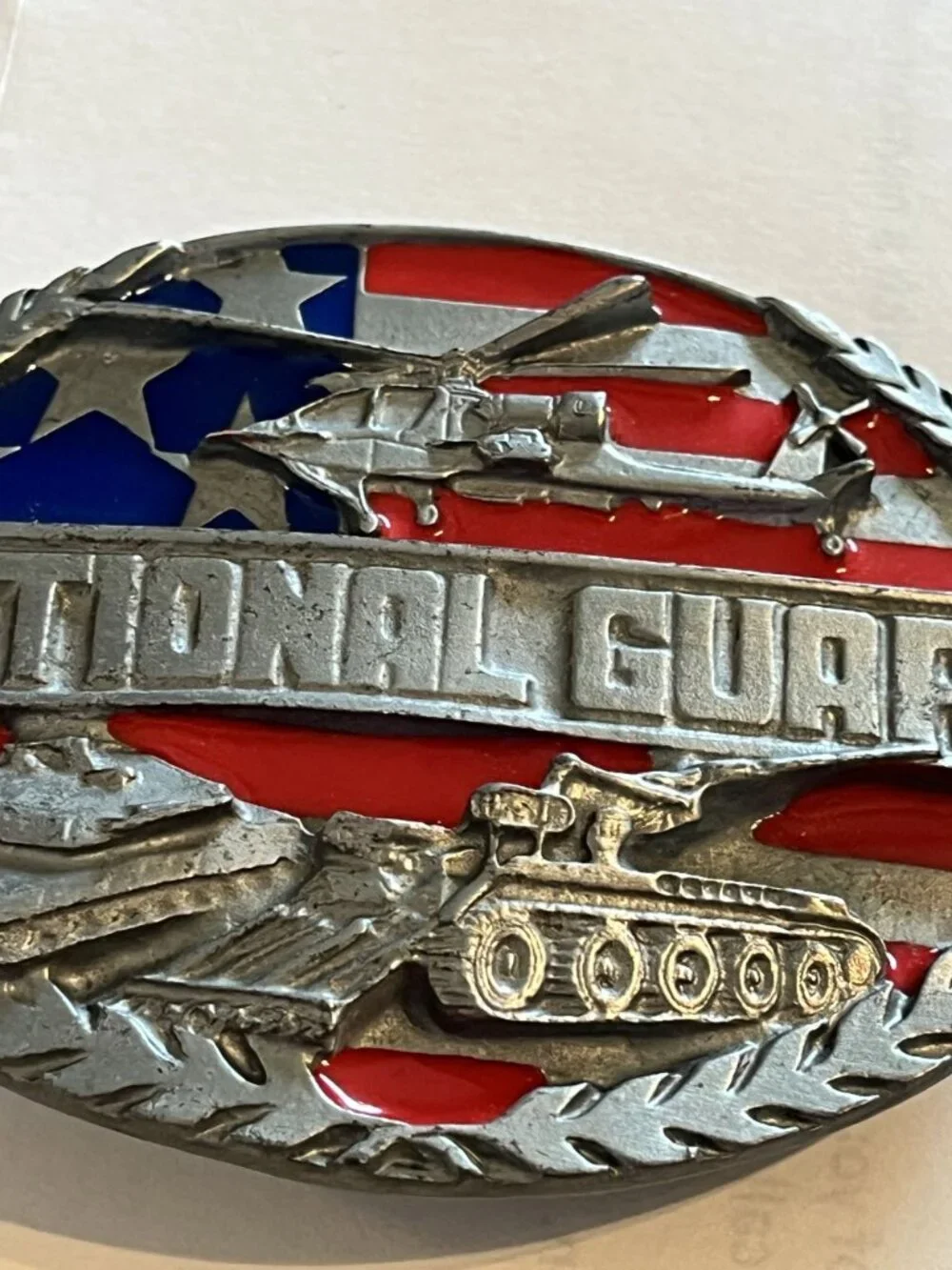 Vintage National Guard Enamel Belt‎ Buckle 3